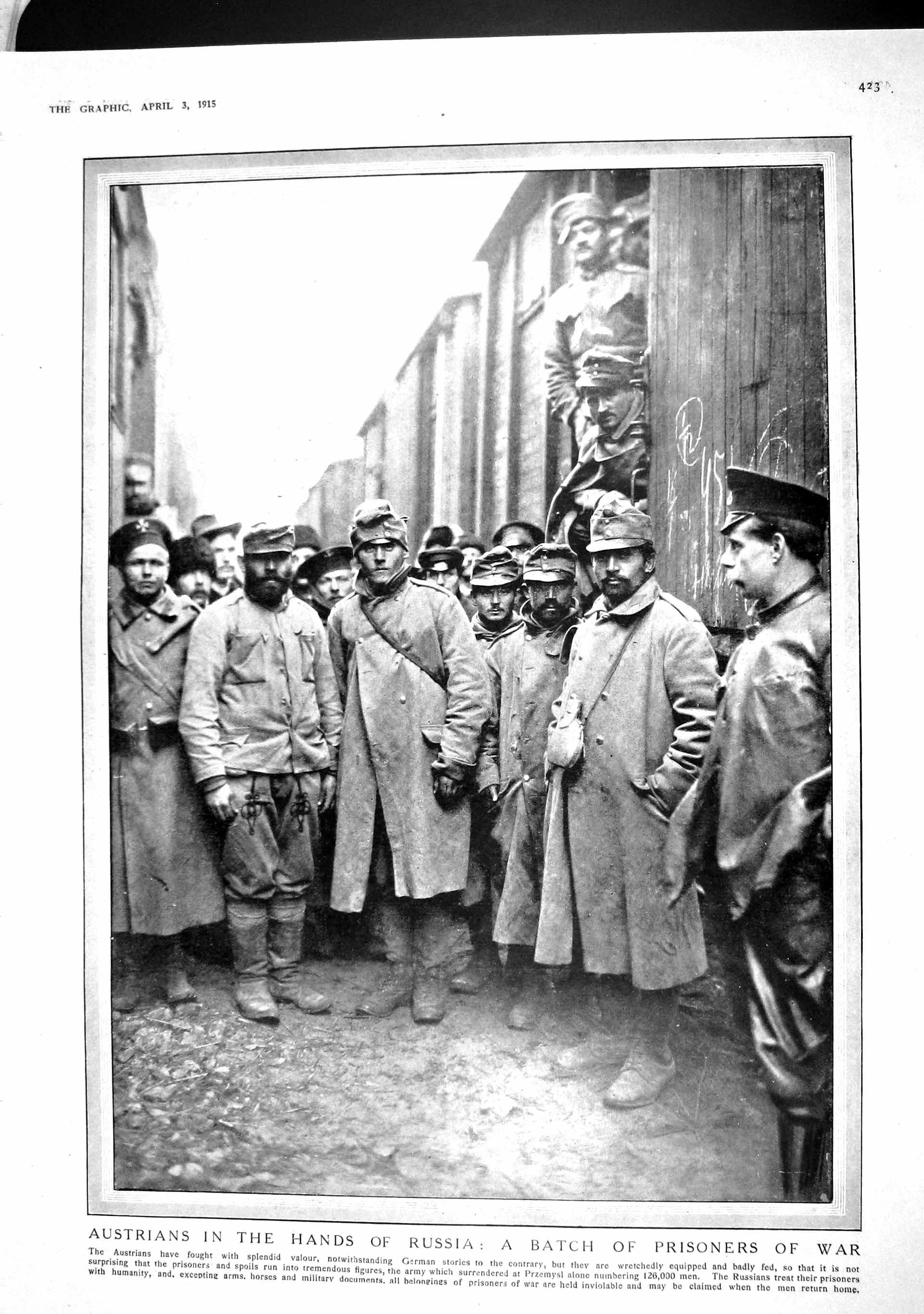 Original Old Antique Print 1915 Austria Prisoners War Russia Haeseler France