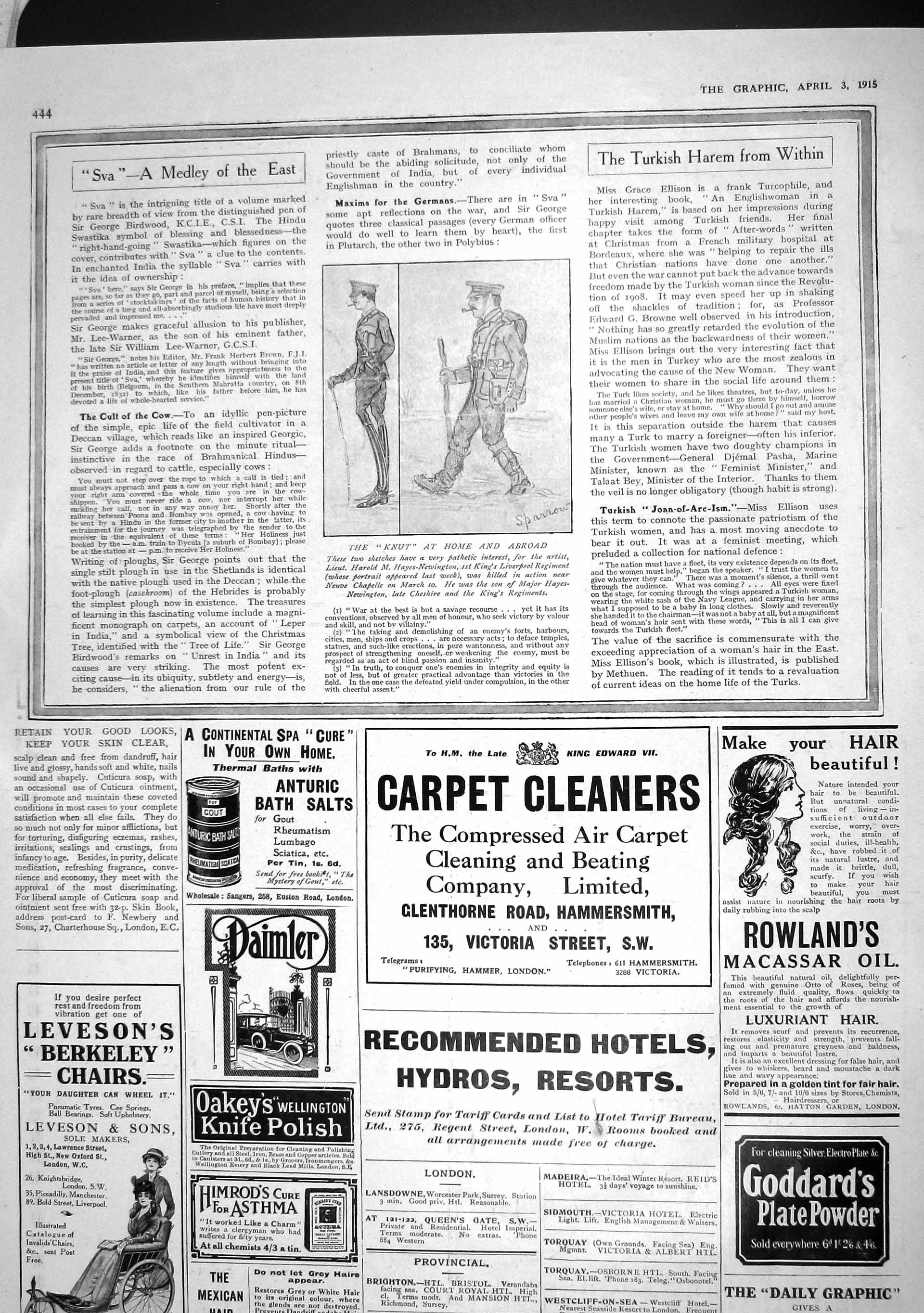 Original Old Antique Print 1915 War Siers HarHayes-Newington Daimler Polish
