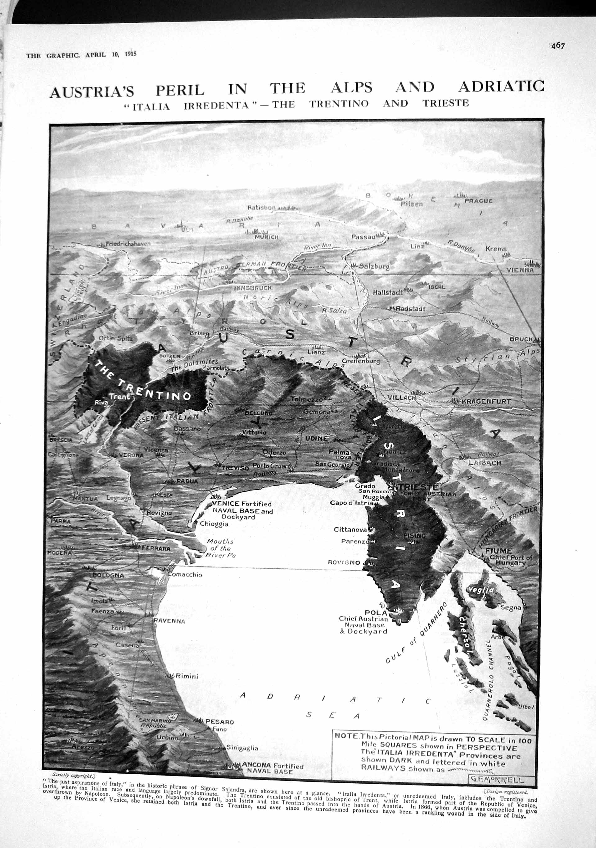 Old Antique Print 1915 Austria Alps Adriatic Sea Italy Golf Ireland Rugby 20th