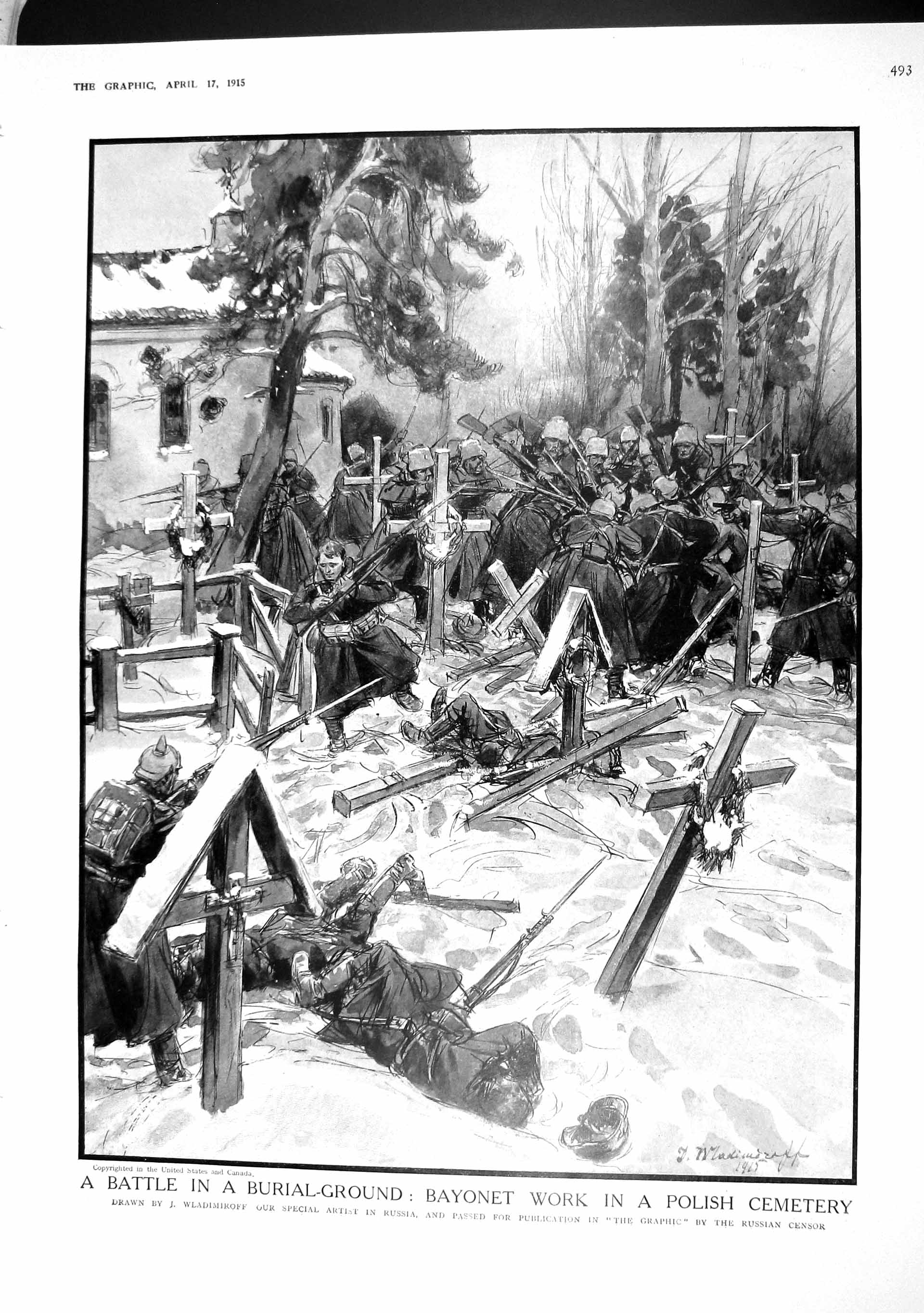 Old Antique Print 1915 War Burial Poland Cemetery Motor Ambulance Kitchen 20th