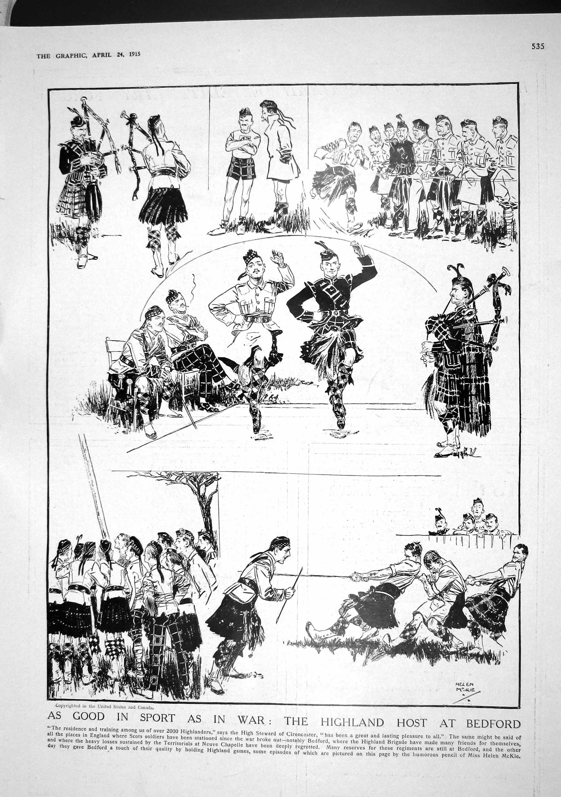 Original Old Antique Print 1915 Scots Highland Siers War Tasmania Egypt Ryrie