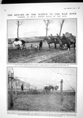 Original Old Antique Print 1915 Farming War British Siers Ploughing King Albert