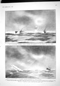 Old Antique Print 1915 Mine-Sweepers Ships Seaplane Dutch Trawler Theatre 20th