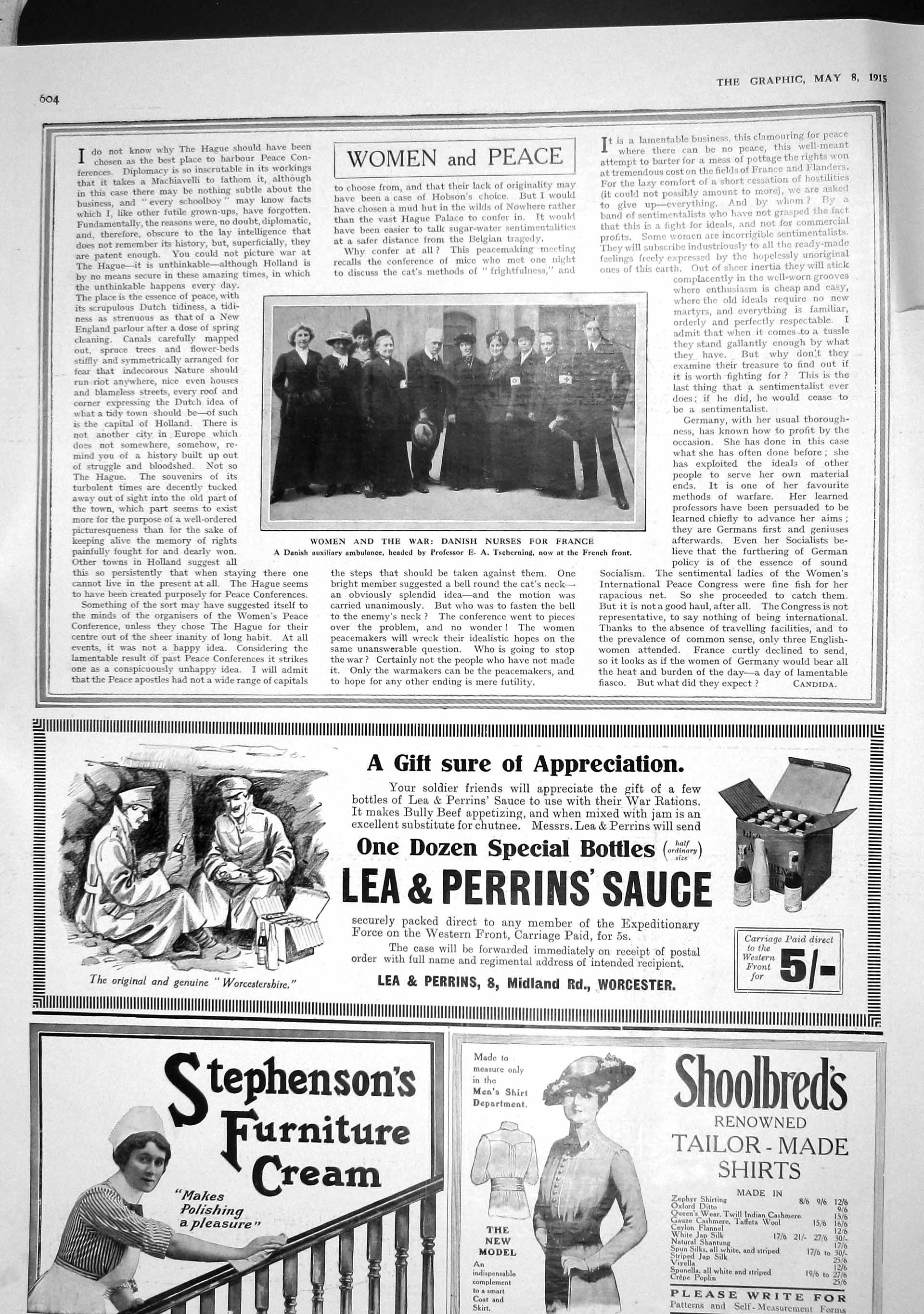 Old Antique Print 1915 Women War Danish Nurses France Tscherning Perrins 20th