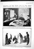Original Old Antique Print 1915 Russian War Officers Railway Train Tsar Siers