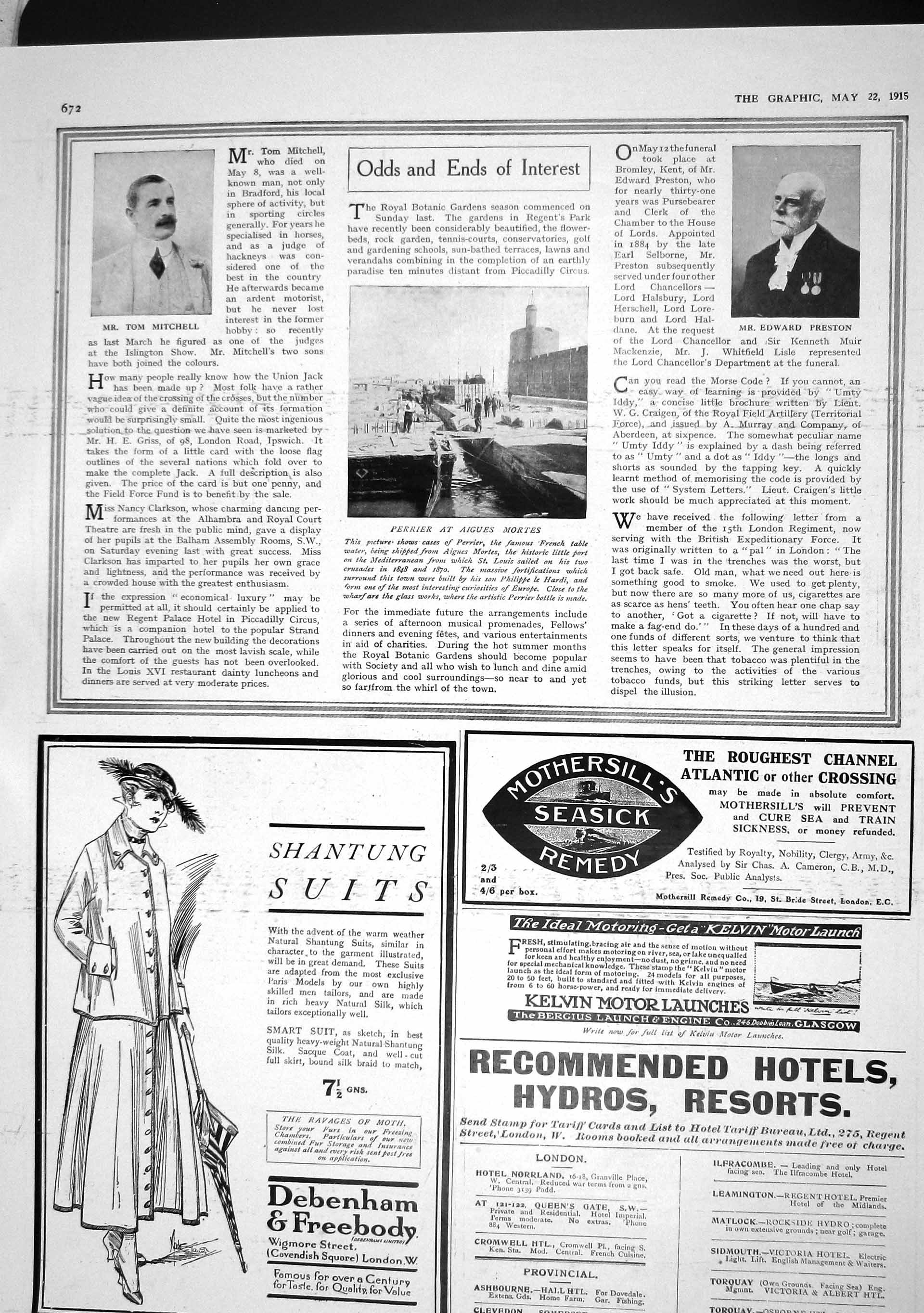 Original Old Antique Print 1915 Edward Preston Mitchell Perrier Aigues Mortes