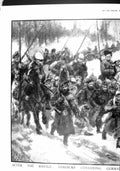 Original Old Antique Print 1915 War Cossacks Carpathians Battle Horses Weapons