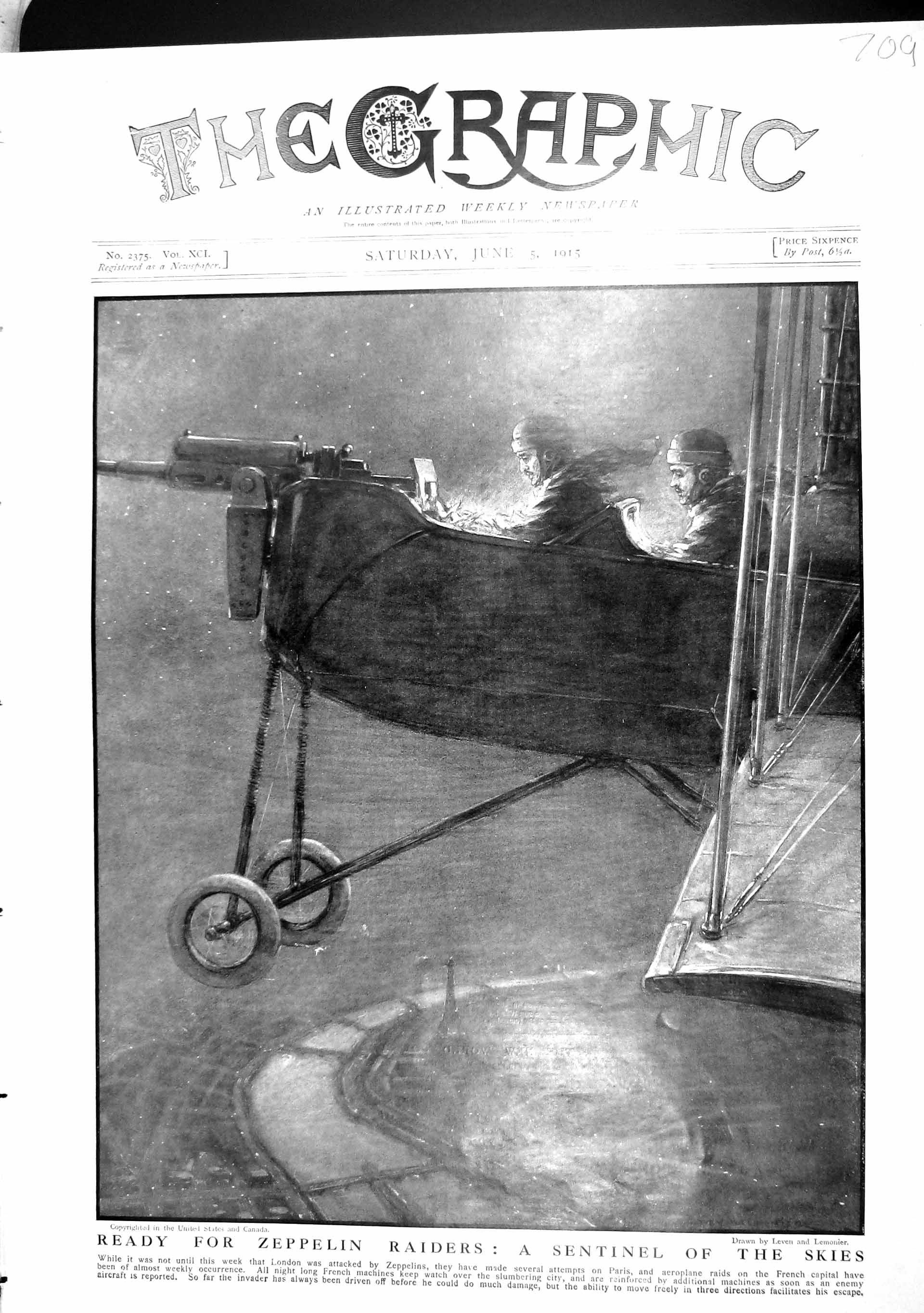 Original Old Antique Print 1915 Sentinel Aircraft War Pilots Paris France 20th