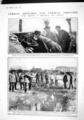 Original Old Antique Print 1915 War Siers Belgium Trenches Ships Megantic 20th