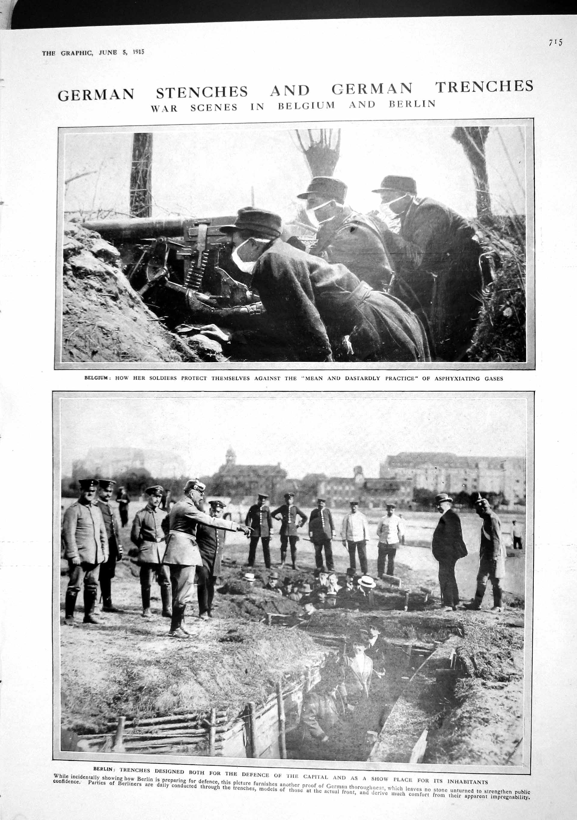 Original Old Antique Print 1915 War Siers Belgium Trenches Ships Megantic 20th