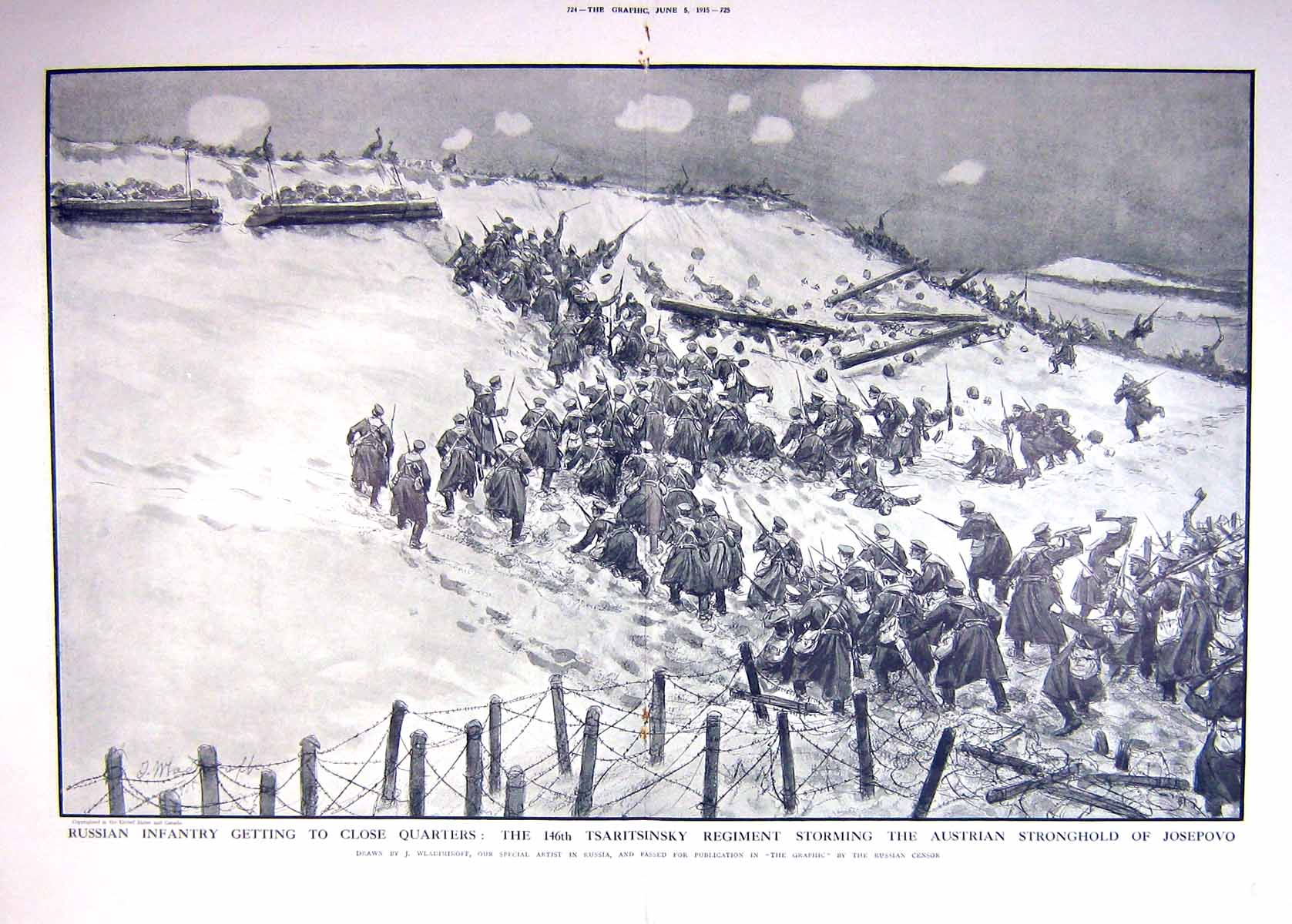 Old Antique Print 1915 War Russian Siers Tsaritsinsky Austria Josepovo 20th