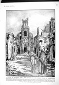 Old Antique Print 1915 Ruins French Town Gerbeviller Cautley Adams Pecker 20th