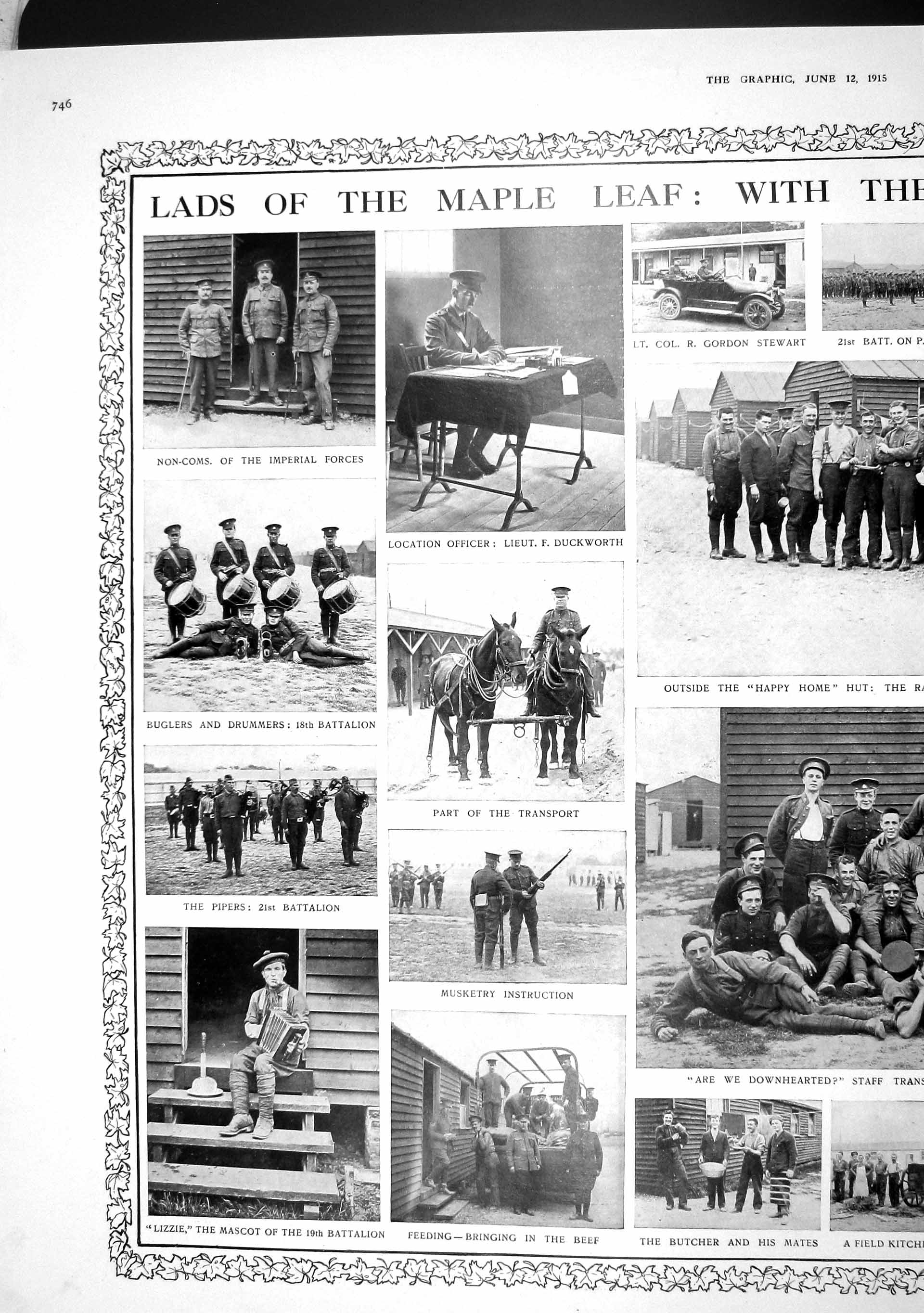 Old Antique Print 1915 Canada War Duckworth Drummers Lizzie Emery Lawson 20th