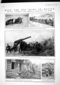 Old Antique Print 1915 Italy War Big Guns Carpathians Kaiser Vivian Carr 20th
