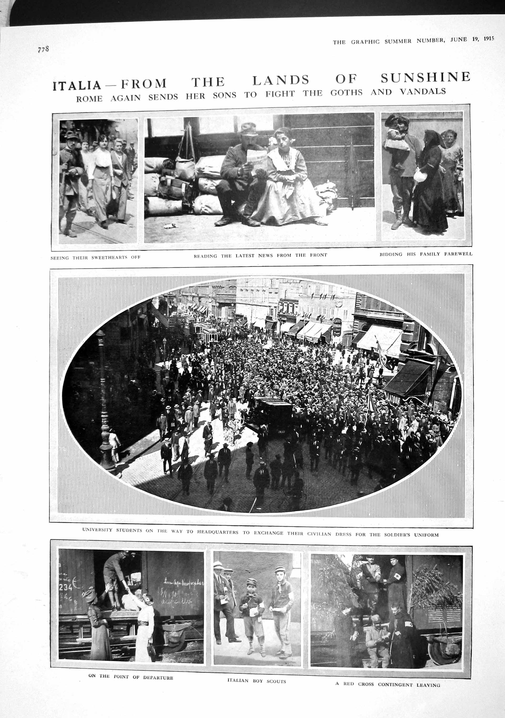 Old Antique Print 1915 University Red Cross War Cammaerts Sueter Walfisch 20th