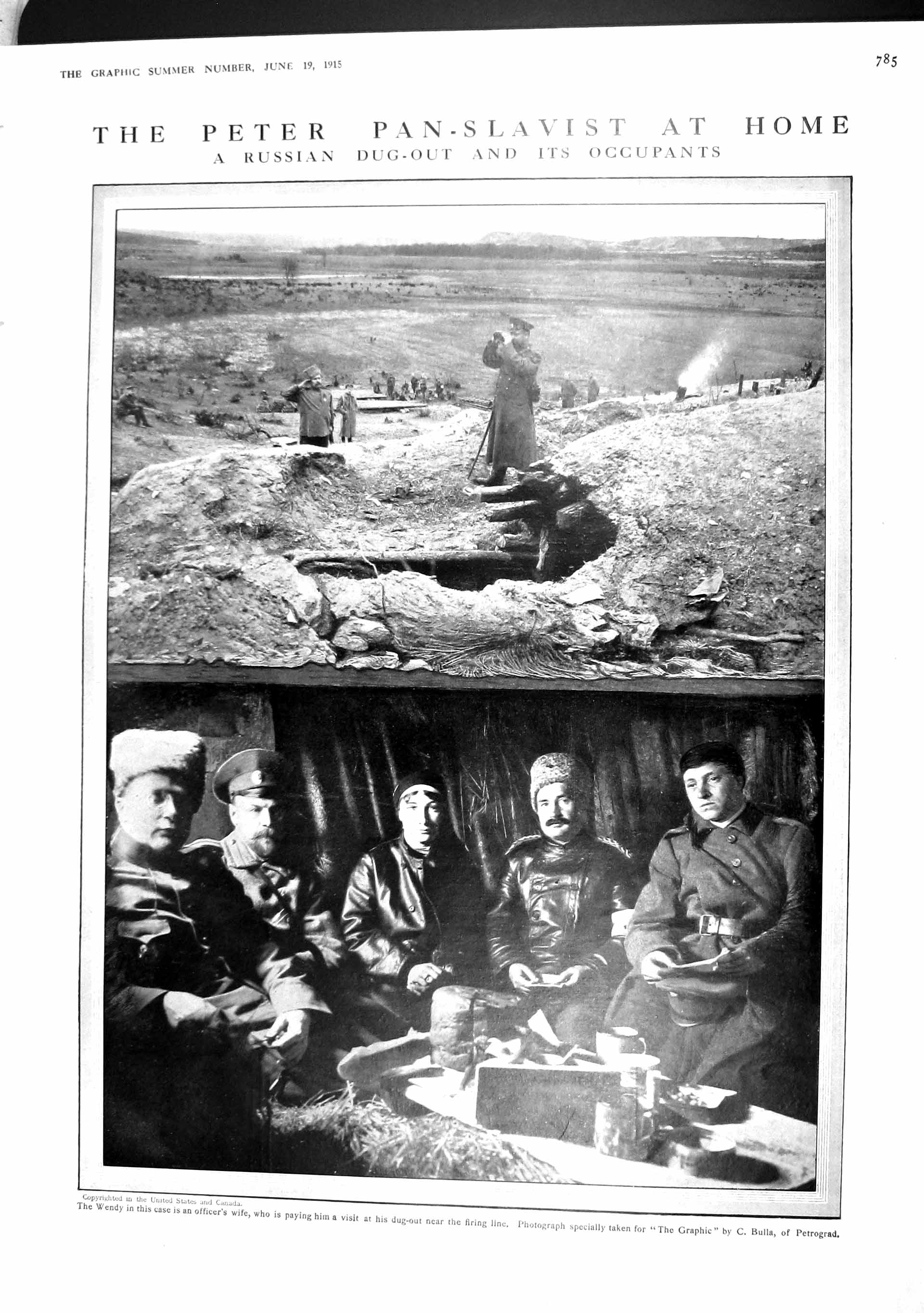 Original Old Antique Print 1915 Russian Dug-Out War Gunner'S Horses Siers 20th