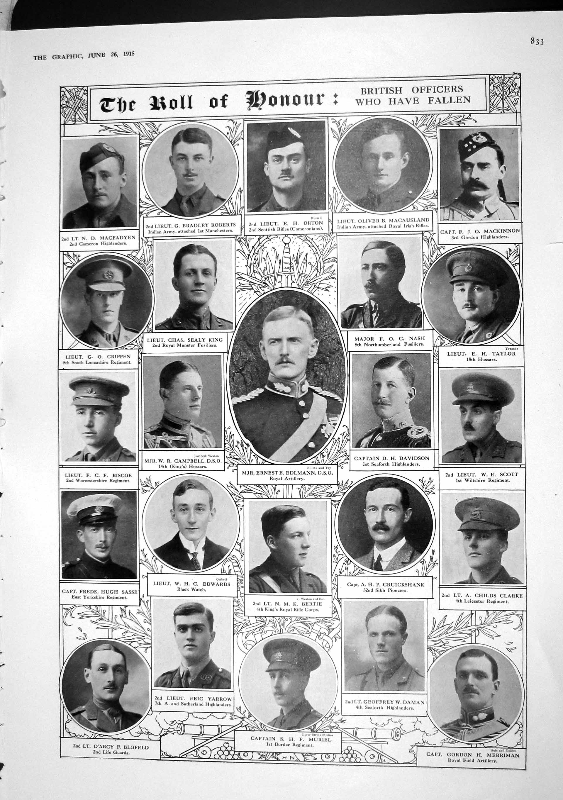 Original Old Antique Print 1915 War Honour Edlmann Bertie Clarke Germany Comedy