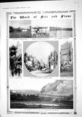Original Old Antique Print 1915 War Vise Fire Antwerp Market Malines Yacht Club