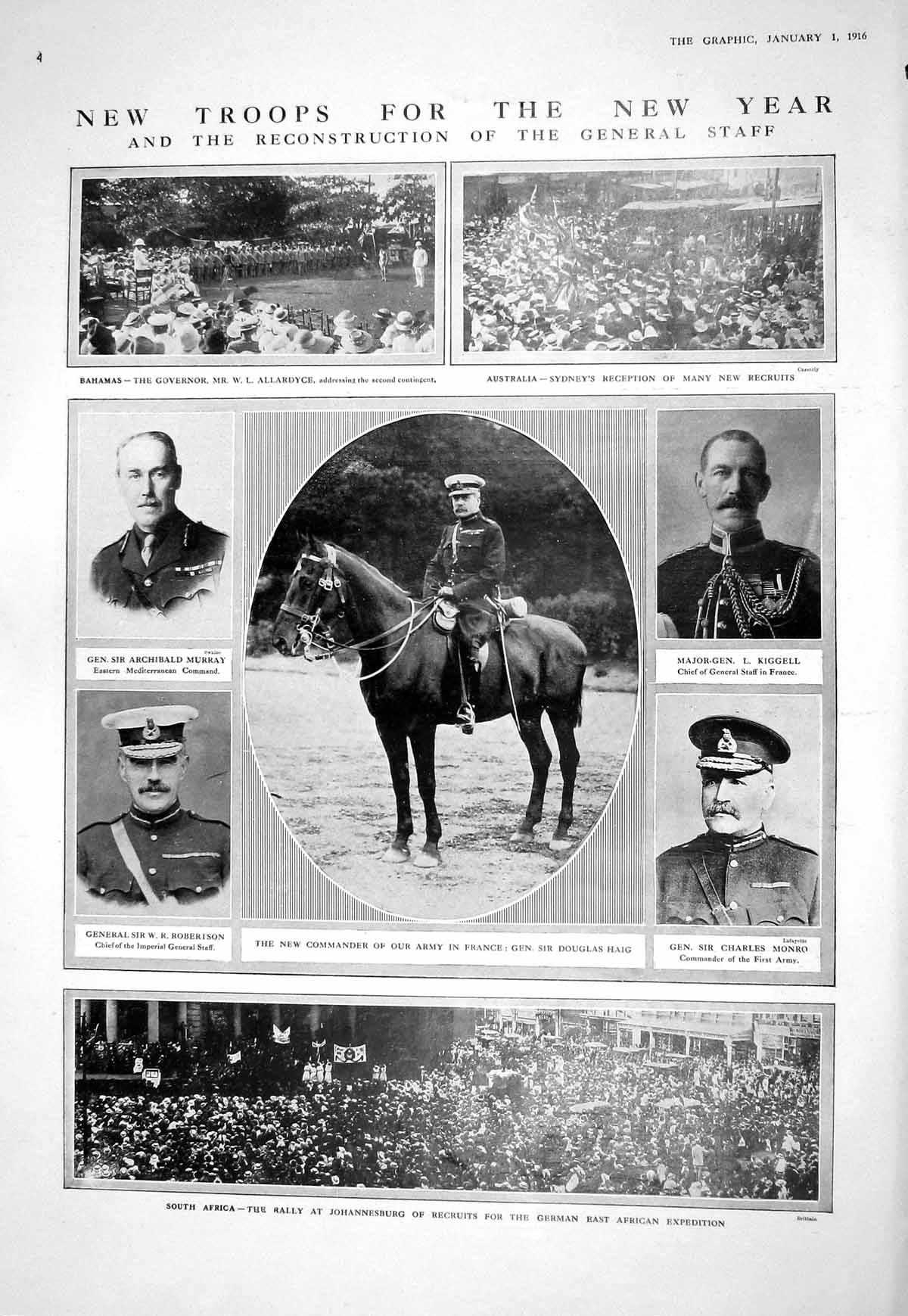 Old 1916 War Douglas Haig Kiggell Allardyce Murray Robertson Monro Br 20th