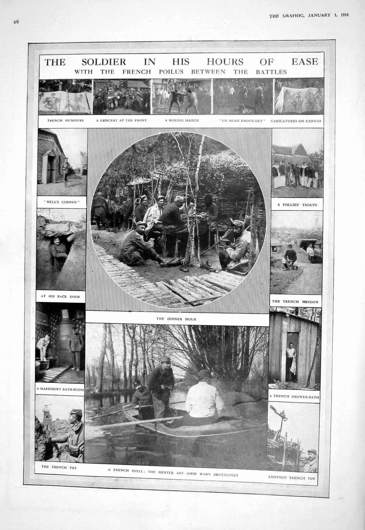 Old Print 1916 French Poilus War Siers Purves Adamson Hall Smythe Tombli 20th