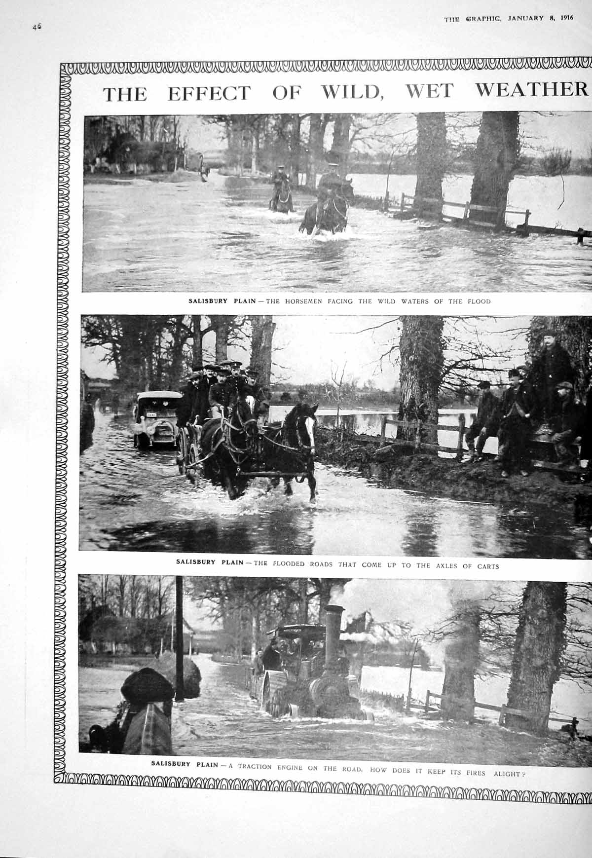 Old 1916 Wet Weather Floods Salisbury Plain Traction Engine Serbia Wa 20th