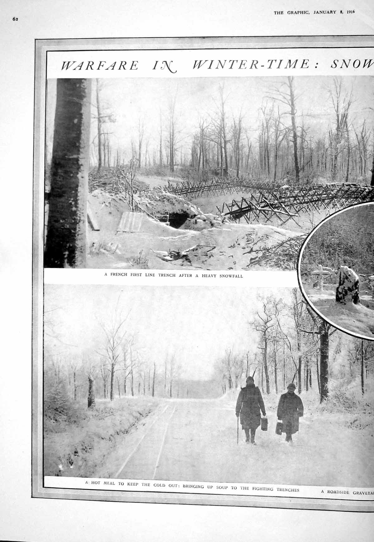 Old 1916 War Winter Snow First Line Trench French Poilus Camp Fire So 20th