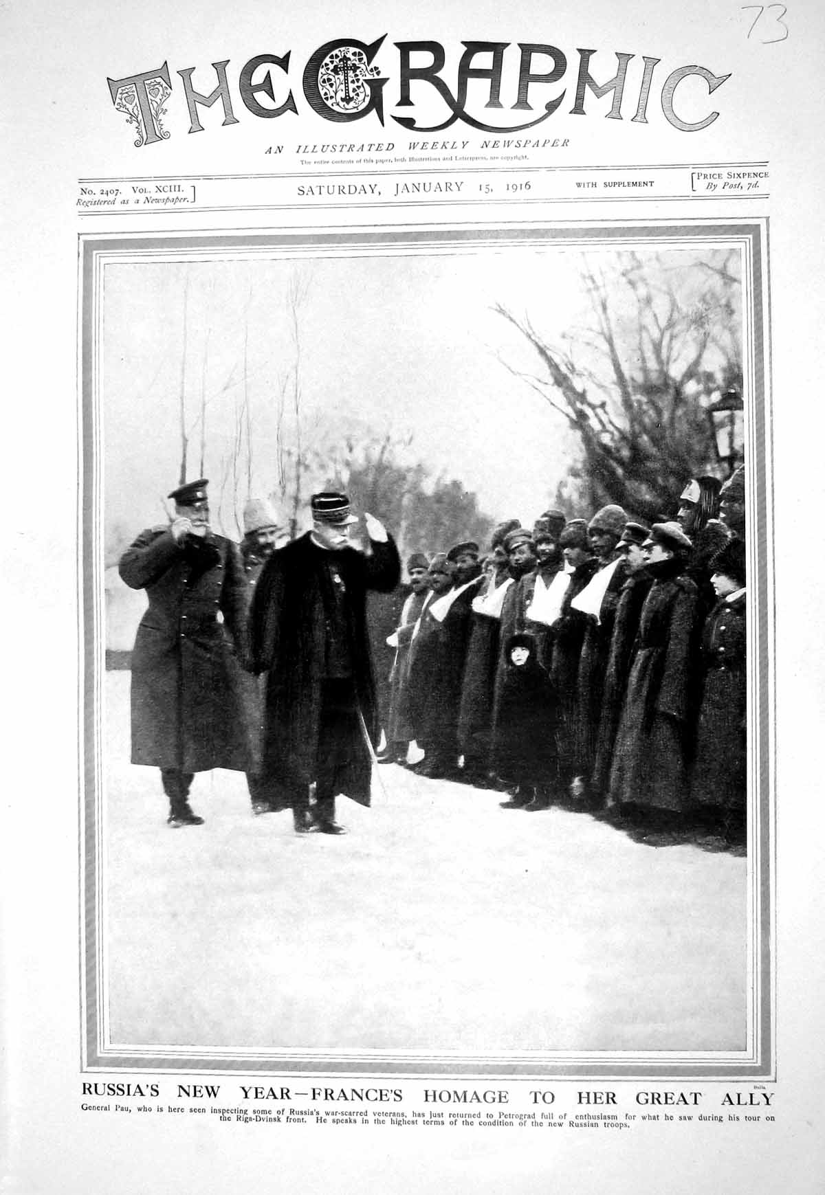 Old 1916 Russia'S New Year France General Pau War Veterans Petrograd 20th