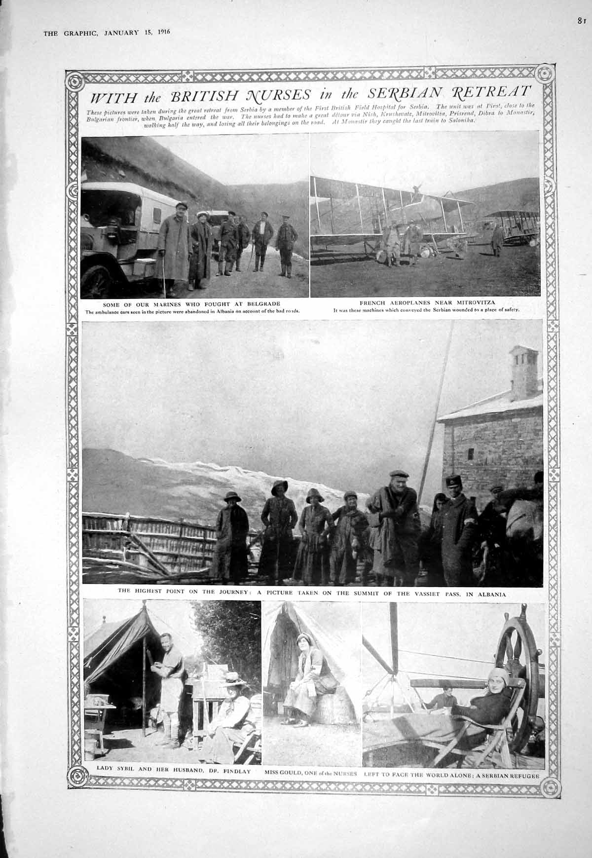 Old 1916 War British Nurses Belgrade Mitrovitza Vassiet Albania Sybil 20th