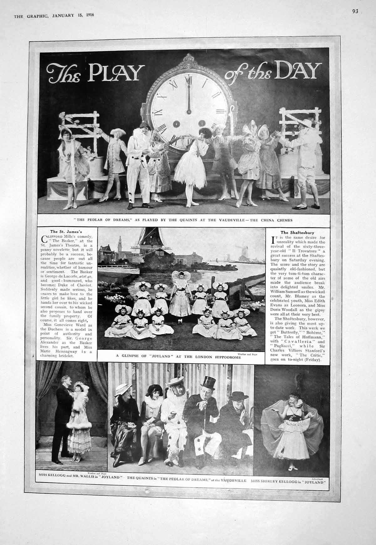 Old 1916 Theatre London Hippodrome Joyland Kellogg Wallis Barnes Blan 20th