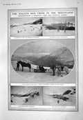 Old 1916 Italy Red Cross Hospital Sledge Tonale Map German View Italy 20th