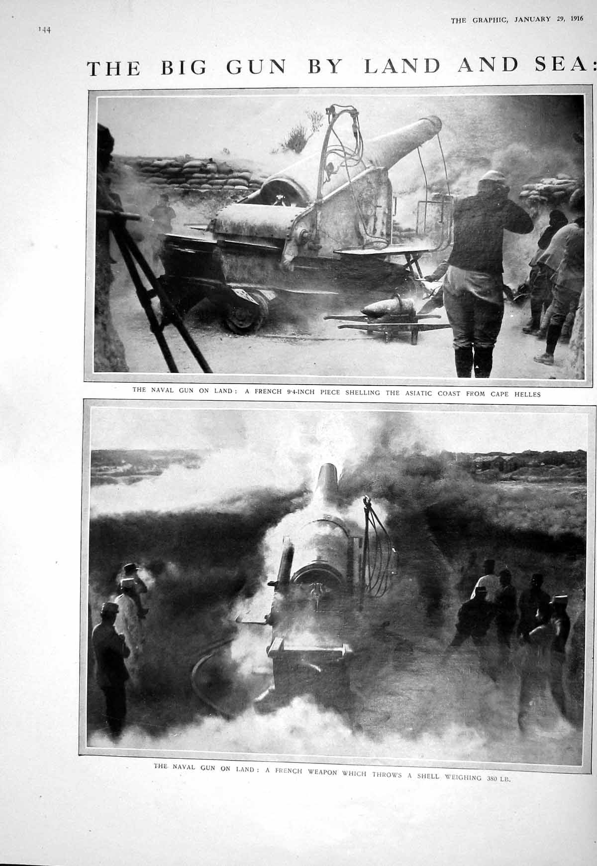 Old 1916 War Asiatic Coast Cape Helles Naval Gun French Weapon Railwa 20th