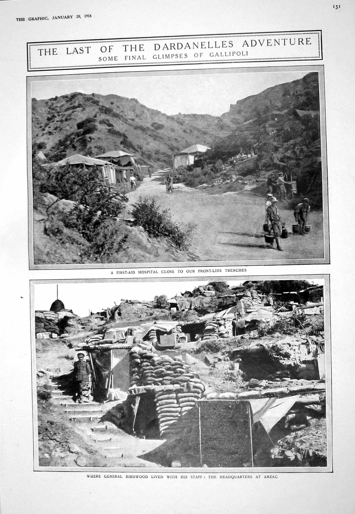 Old 1916 War Dardanelles First-Aid Hospital General Birdwood Anzac Gallip 20th