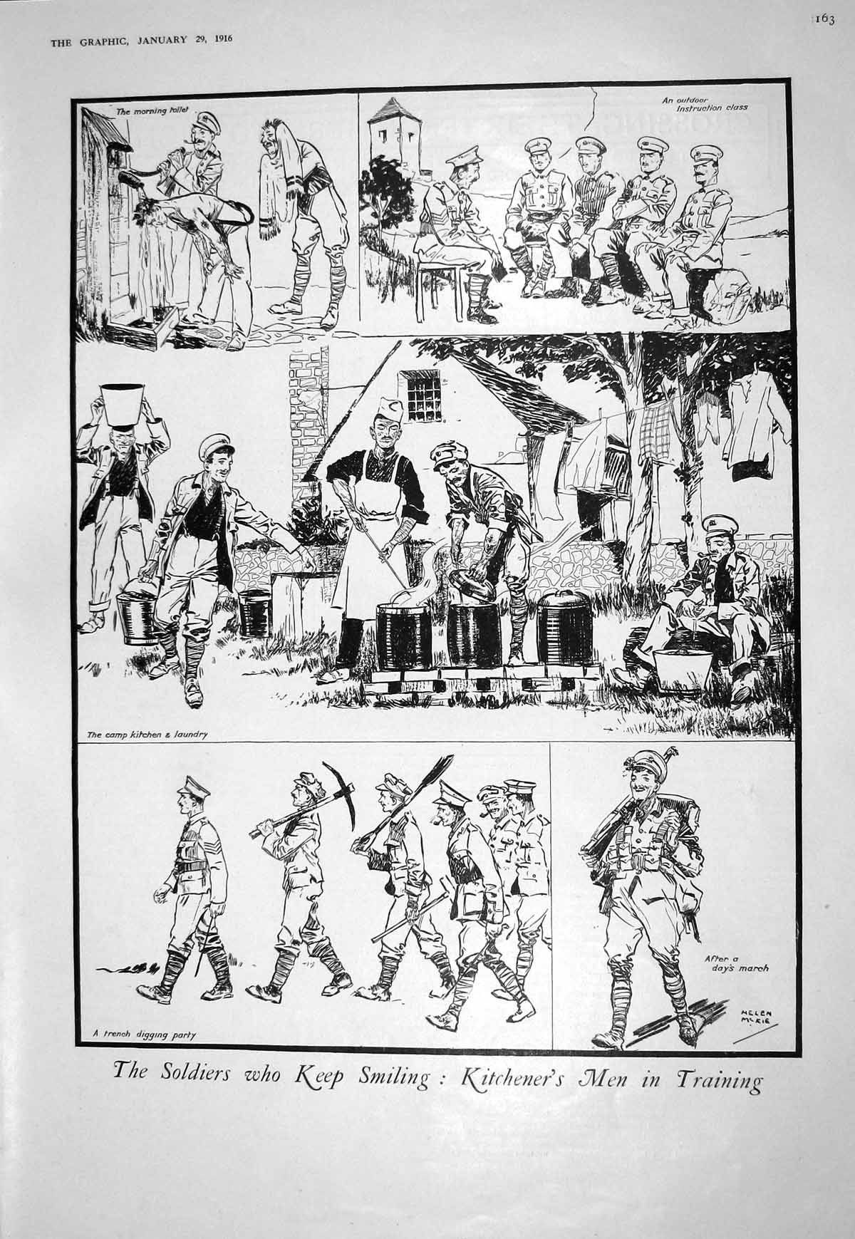 Old Print 1916 Siers War Kitchener Camp Kitchen American Legion Badge Ca 20th