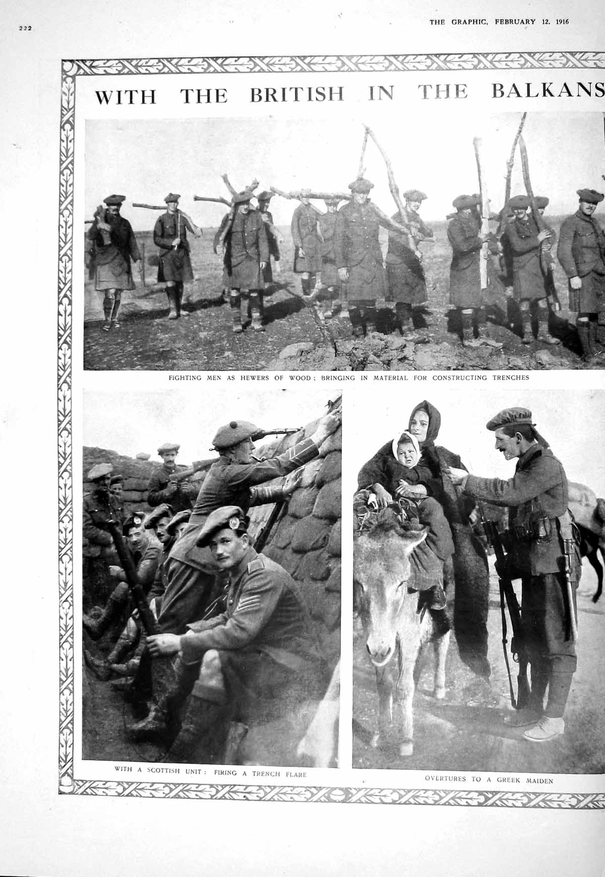Antique Print 1916 War British Siers Balkans Constructing Trenches Salonika