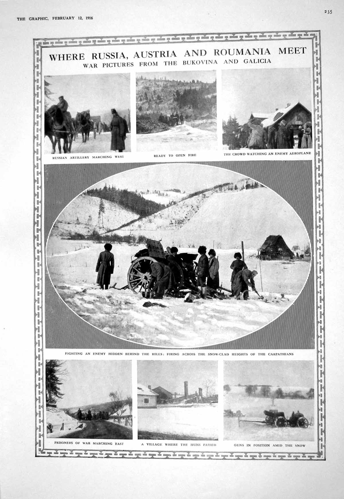 Old 1916 Russian Artillery War Snow Carpathians Bukovina Galicia Thea 20th