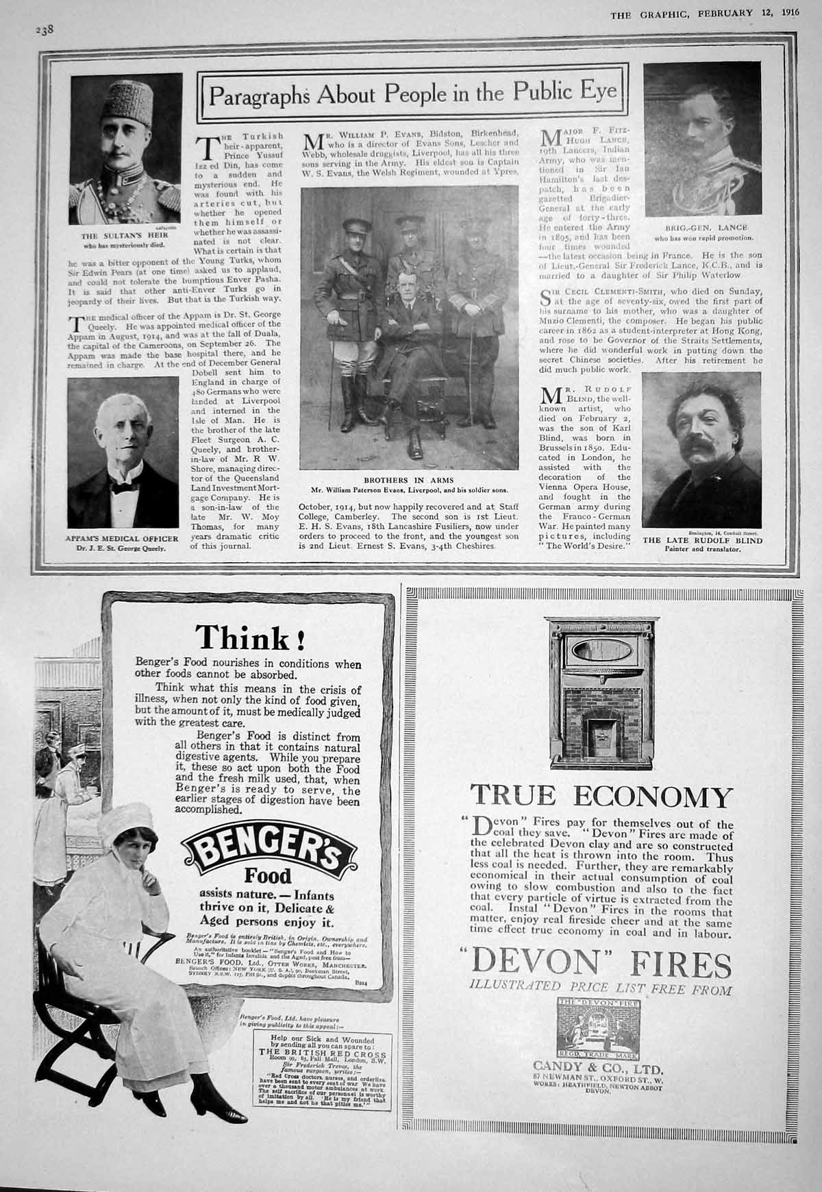 Old 1916 War Sultan Queely Rudolf Blind Lance Evans Liverpool Tootal 20th