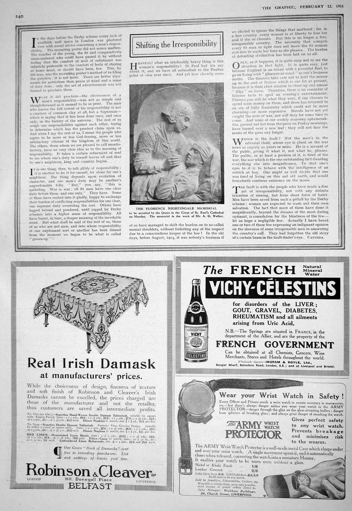 Old 1916 Florence Nightingale Memorial Paul'S Cathedral Robinson Clea 20th