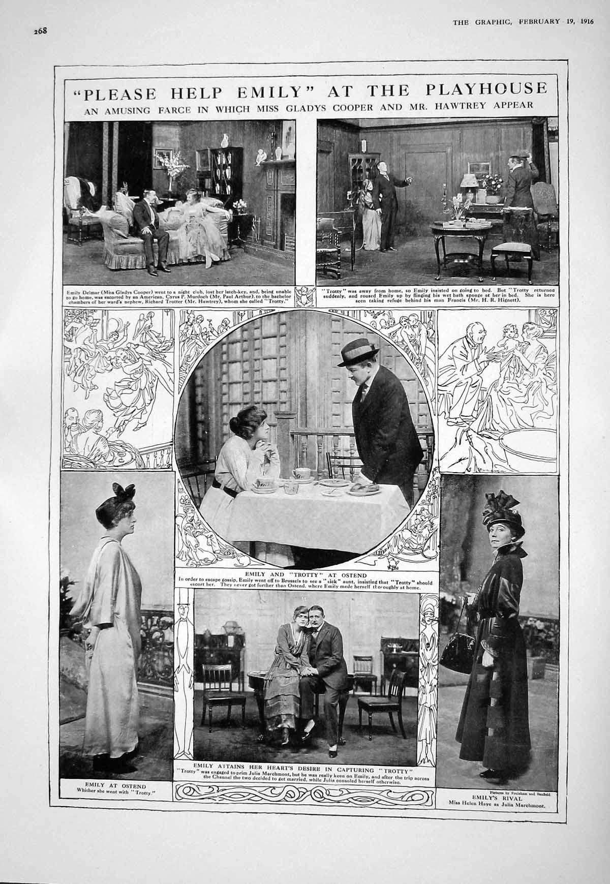 Antique Print 1916 Theatre Cooper Hawtrey War PenfRigby Guthe Lucas Batty S