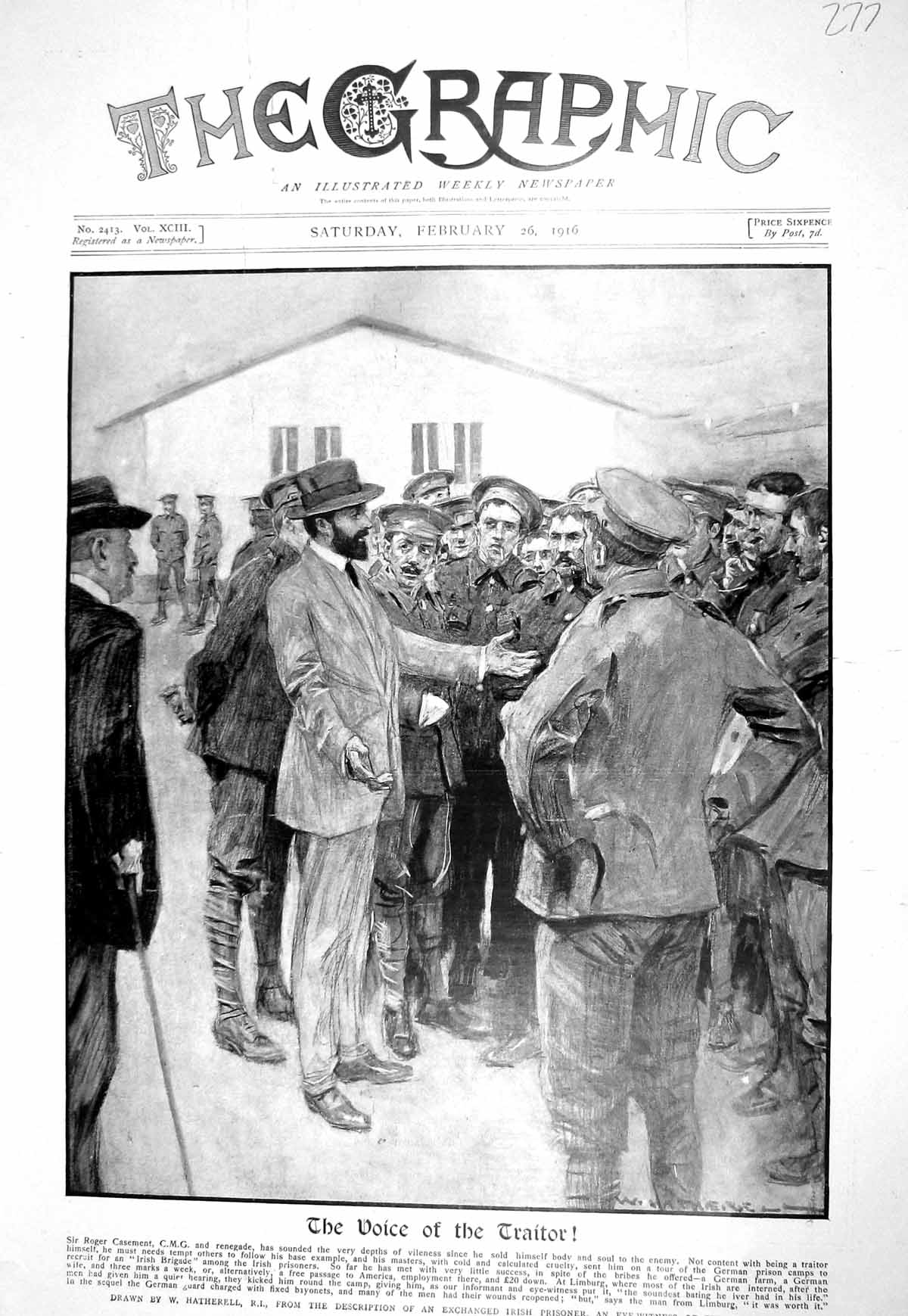 Old Antique Print 1916 Scene Roger Casement German Prison Camps Siers Ha 20th