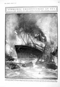 Antique Print 1916 Mining Mail Steamer Liner Maloja Dover German Submarine I