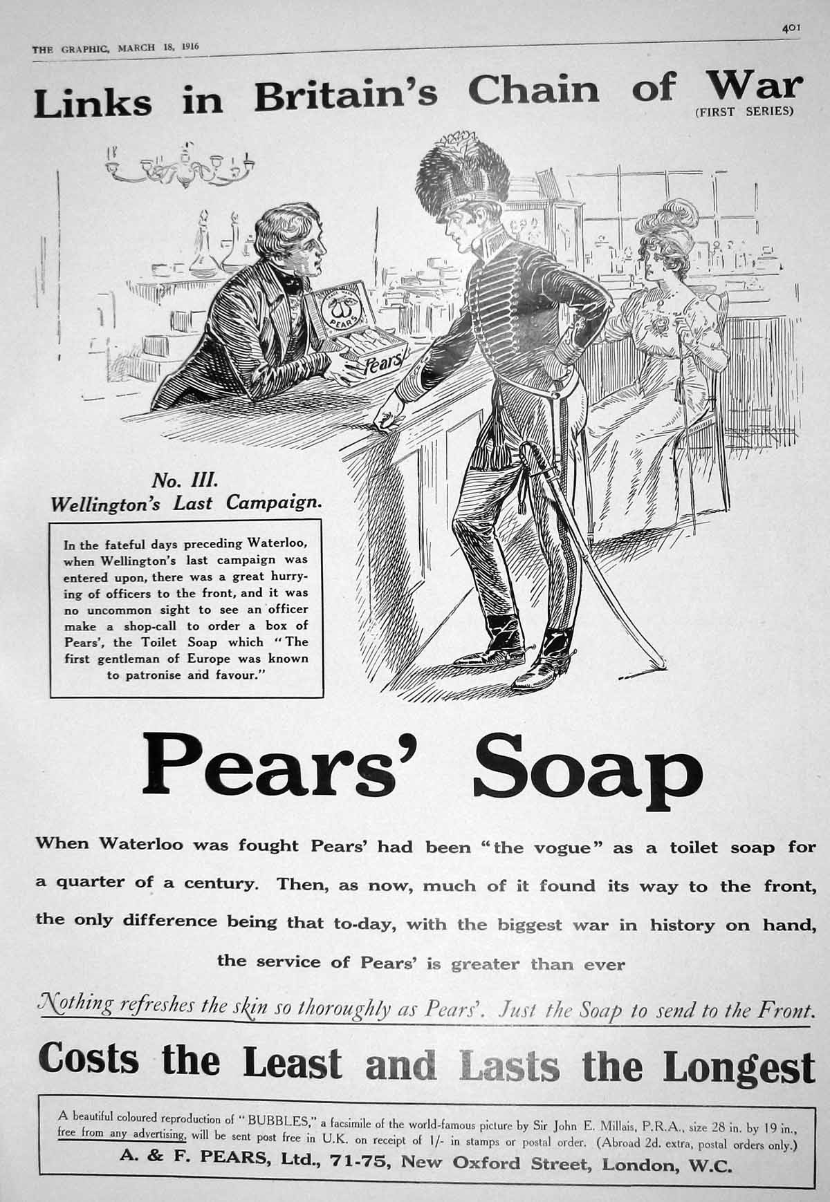 Old Print 1916 Pear'S Soap War Norman Brockdish Norfolk Godfrey Violinist 20th