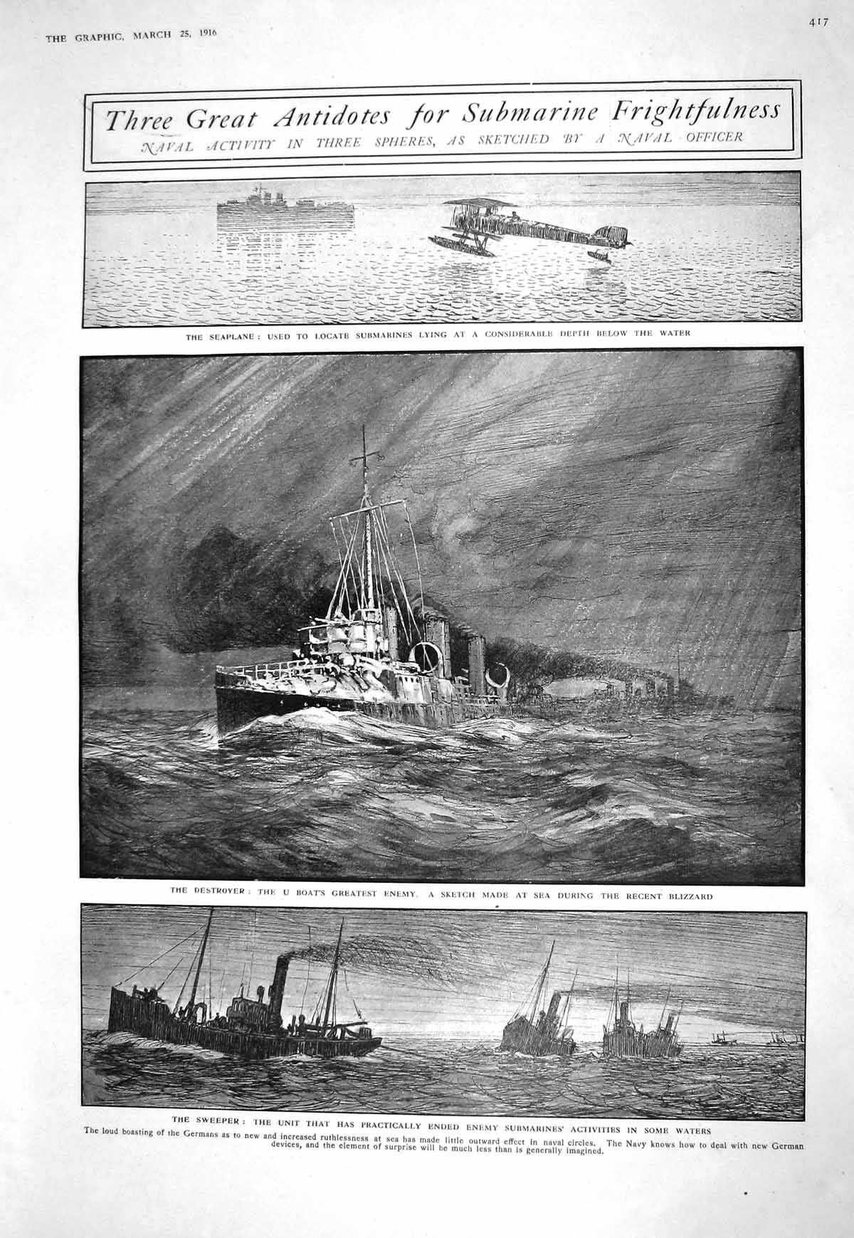 Old 1916 Seaplane Submarines Destroyer Ships Sweeper Navy Egypt Yeoma 20th