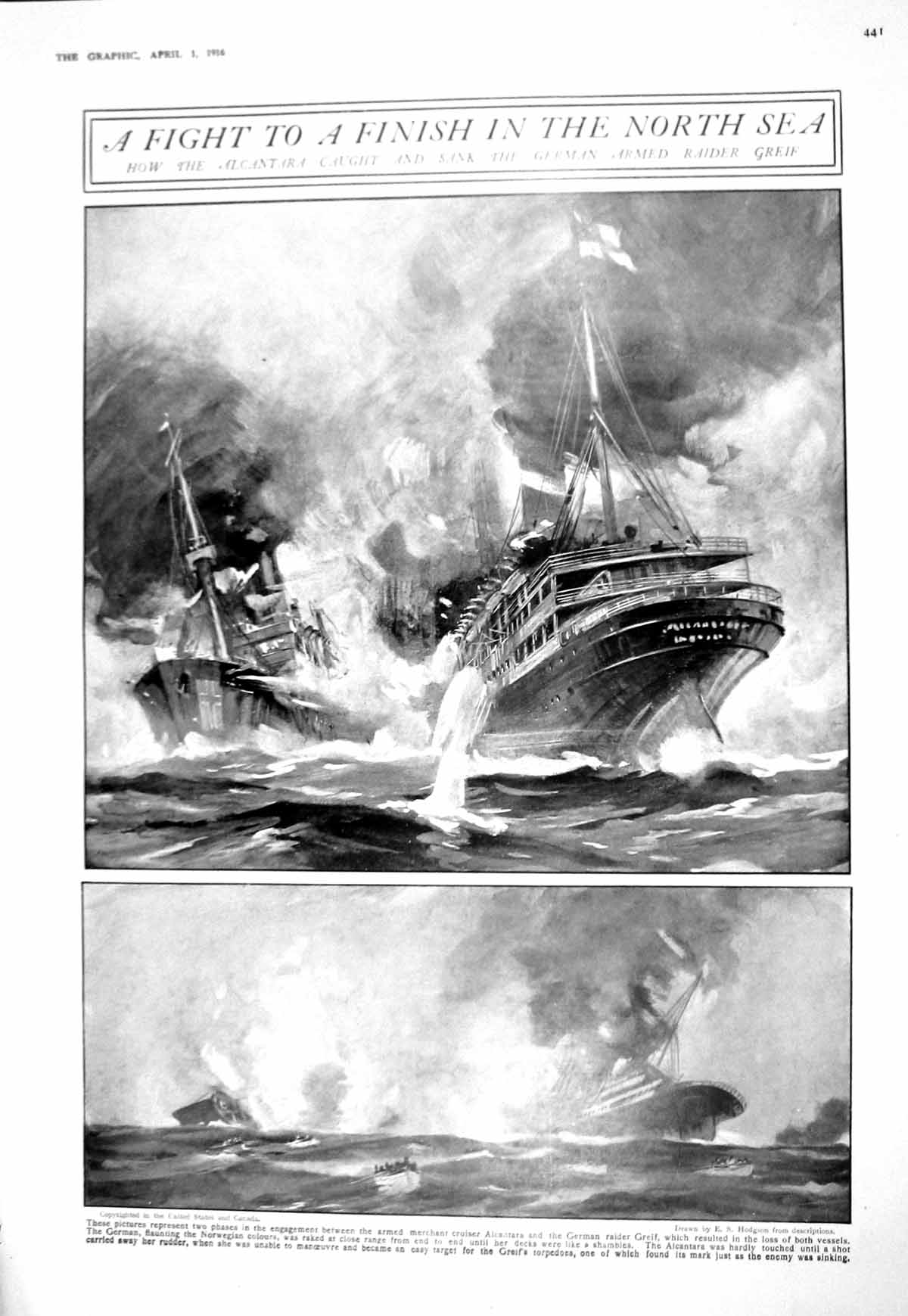 Old 1916 North Sea War Alcantara German Armed Raider Greif Haskar Wardle 20th