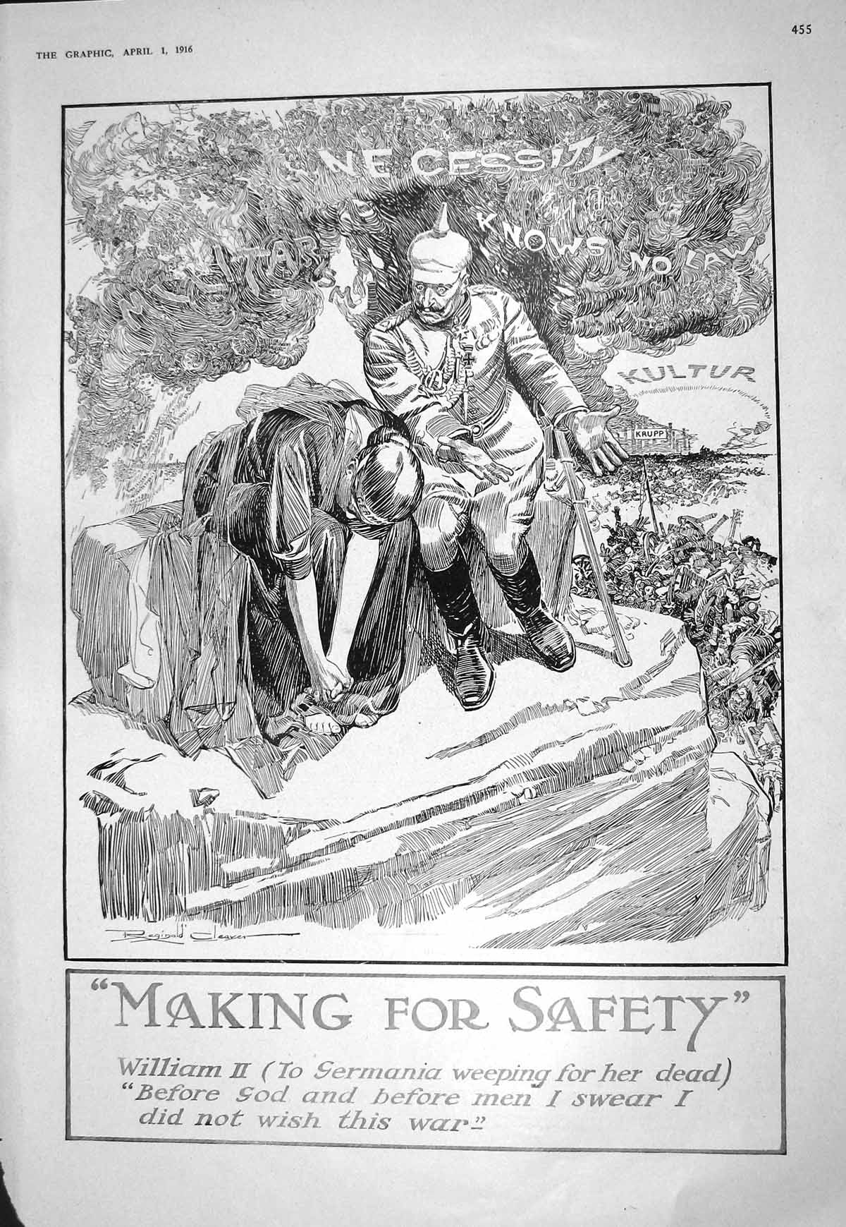 Antique Print 1916 German War Siers Kultur Krupp King William Spain Alfonso