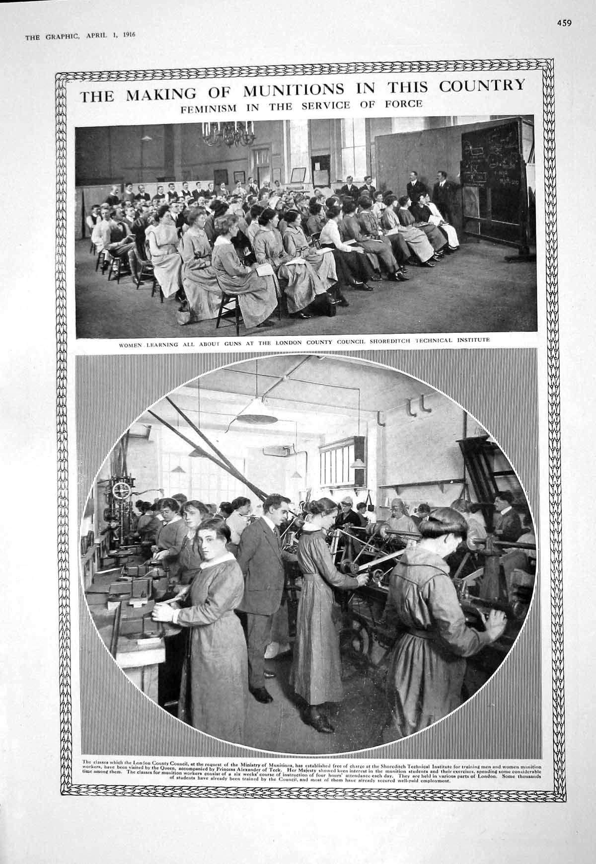 Old 1916 Women Making Munitions London County Council Shoreditch Tech 20th