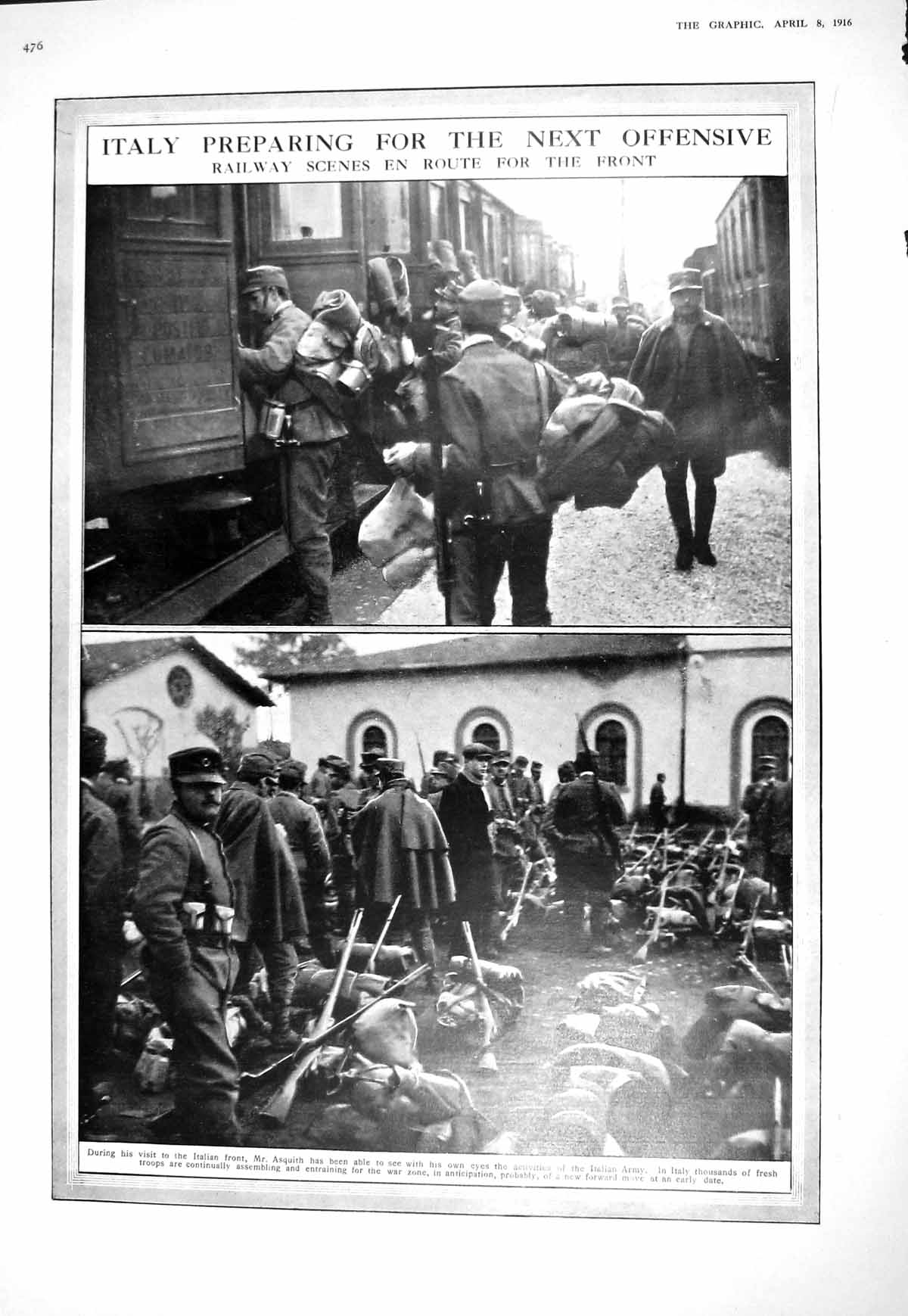 Old 1916 War Italy Railway Train Scenes Asquith German Periscope Fell 20th