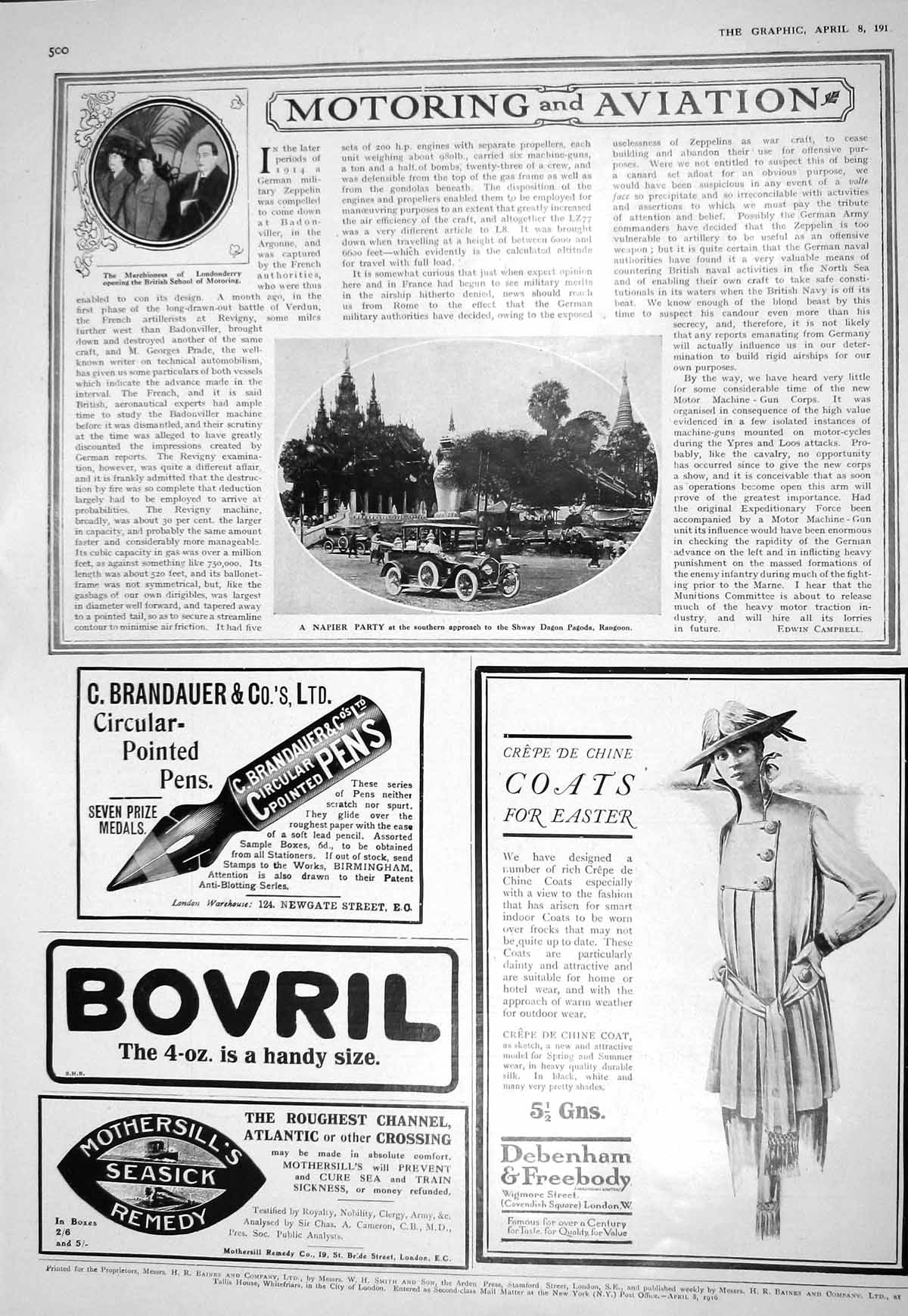 Old 1916 Marchioness Londonderry British School Motoring Napier Motor 20th