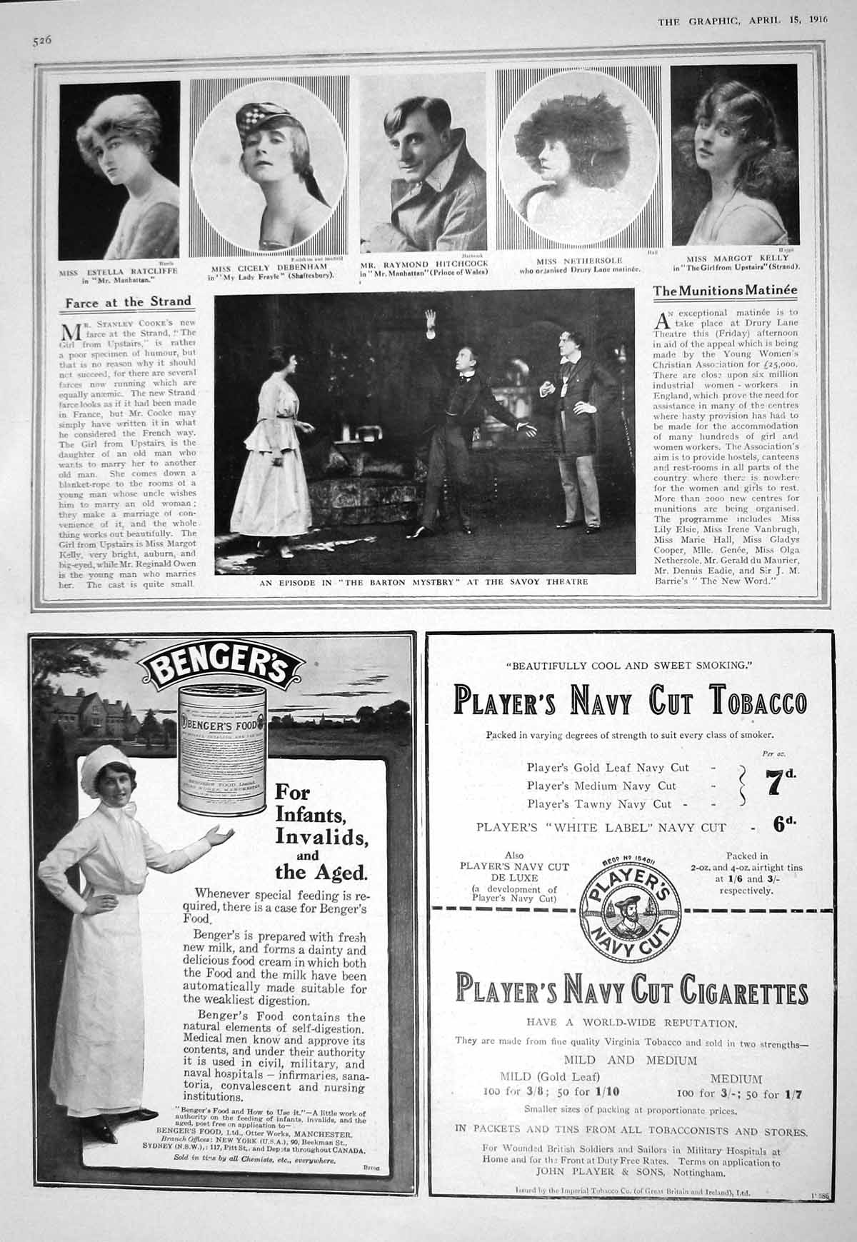 Old 1916 Theatre Ratcliffe Debenham Hitchcock Nethersole Kelly Player 20th