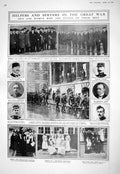 Old Print 1916 War Asquith Pasha Cholmeley Campbell Brade Renard Red Cross Ruhle