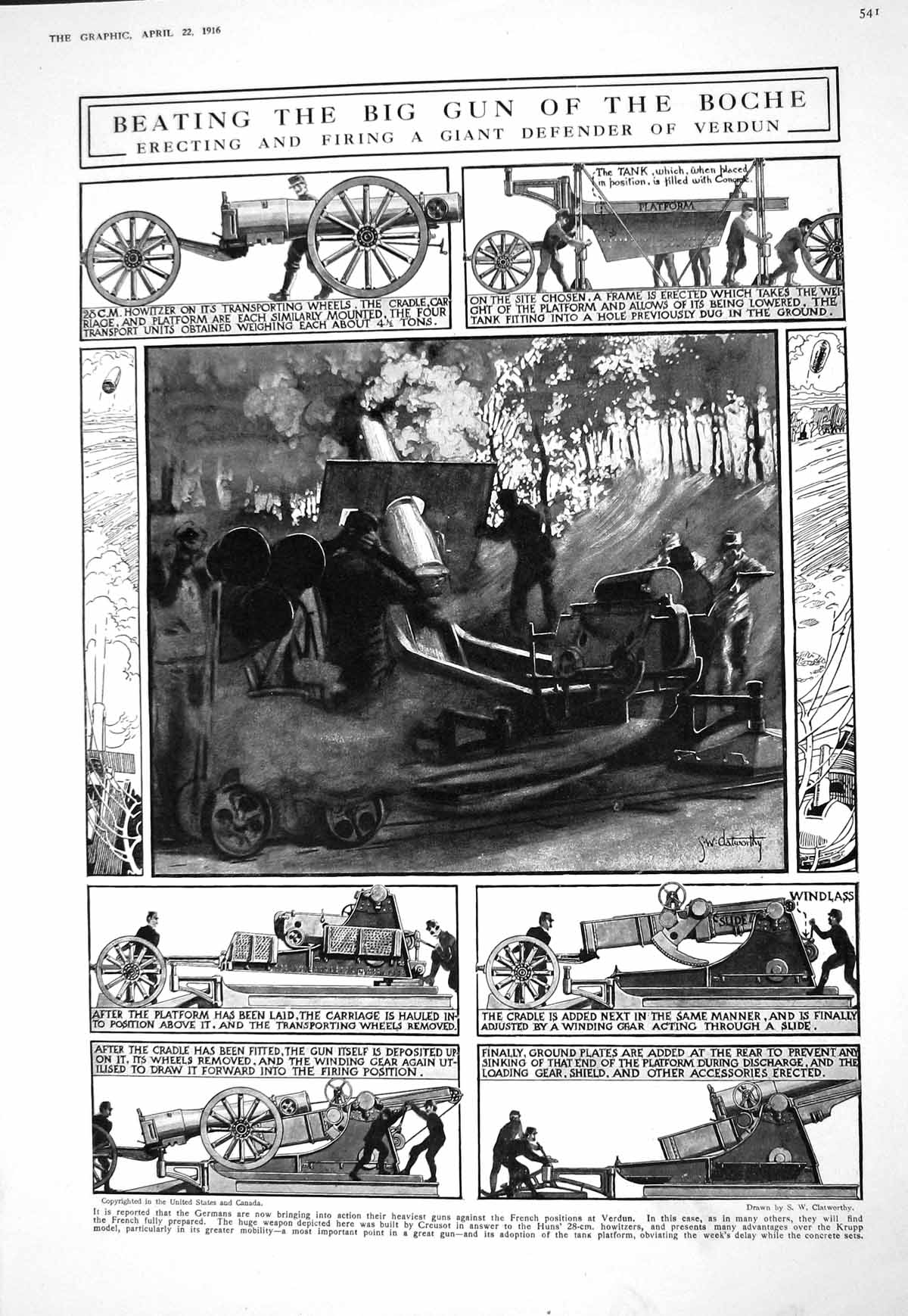 Old 1916 War Big Gun Boche Giant Defender Verdun Reims Childrens Scho 20th